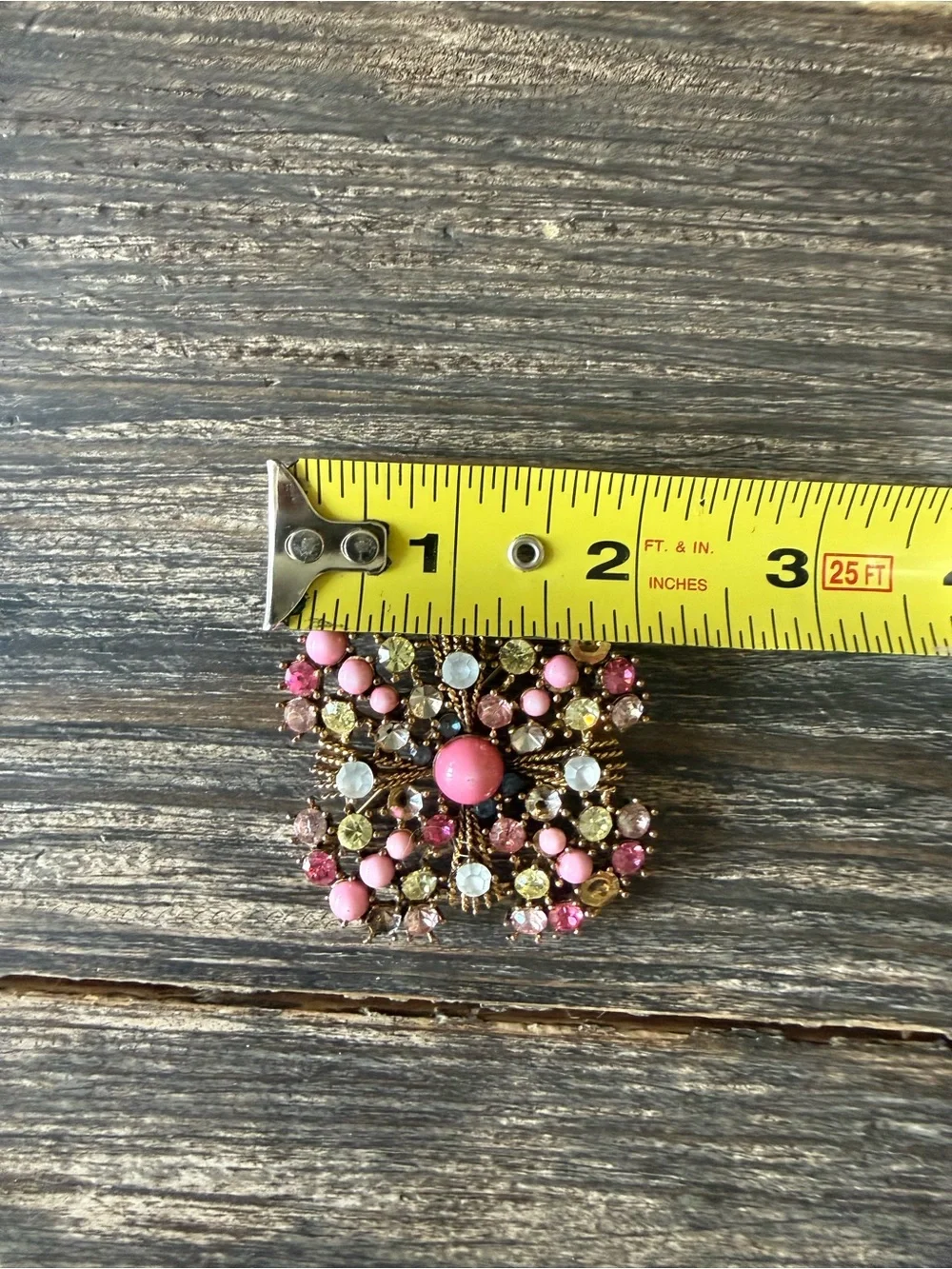 VINTAGE MALTESE CROSS BROOCH - Mid-Century Pastel Rhinestones